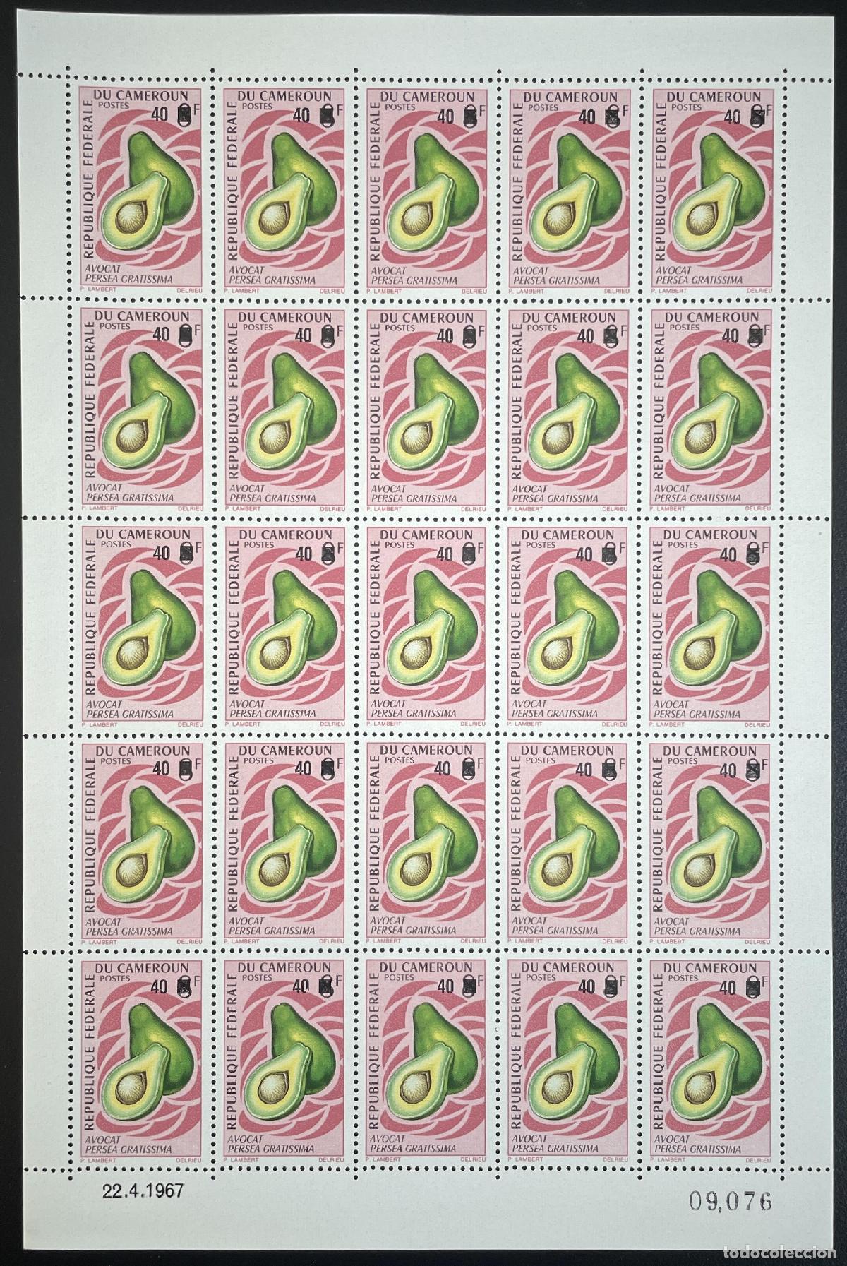 Sellos: Camer&uacute;n 1974 YT 573 tabl&oacute;n fruta de aguacate bot&aacute;nica naturaleza alimento