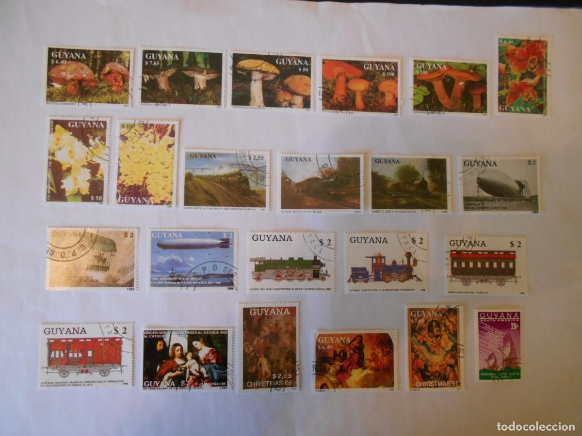 Sellos: GUYANA-LOTE 75 SELLOS DIFERENTES