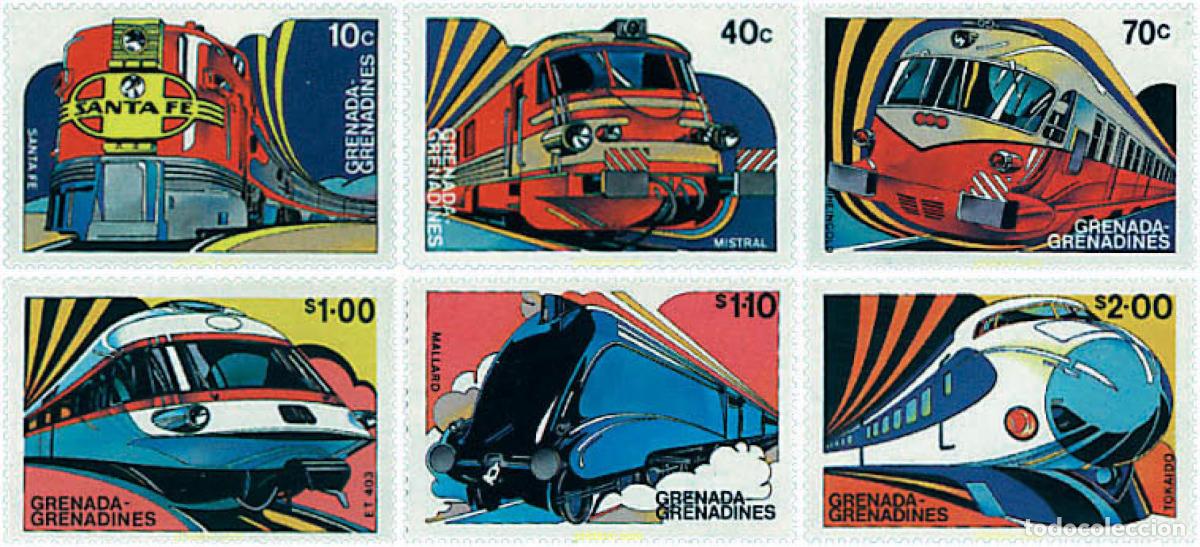 Sellos: 59871 MNH GRANADA GRANADINAS 1982 EL FERROCARRIL A TRAVES DEL MUNDO