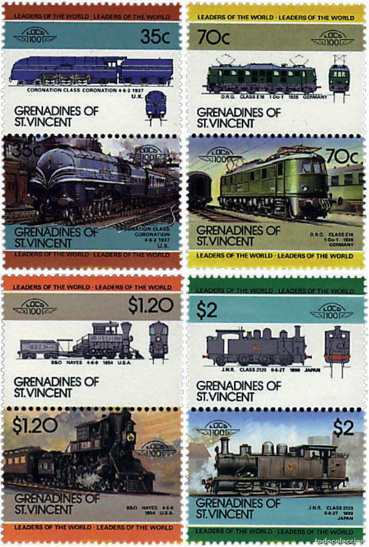 Sellos: 5891 MNH SAN VICENTE GRANADINAS 1985 LOCOMOTORAS