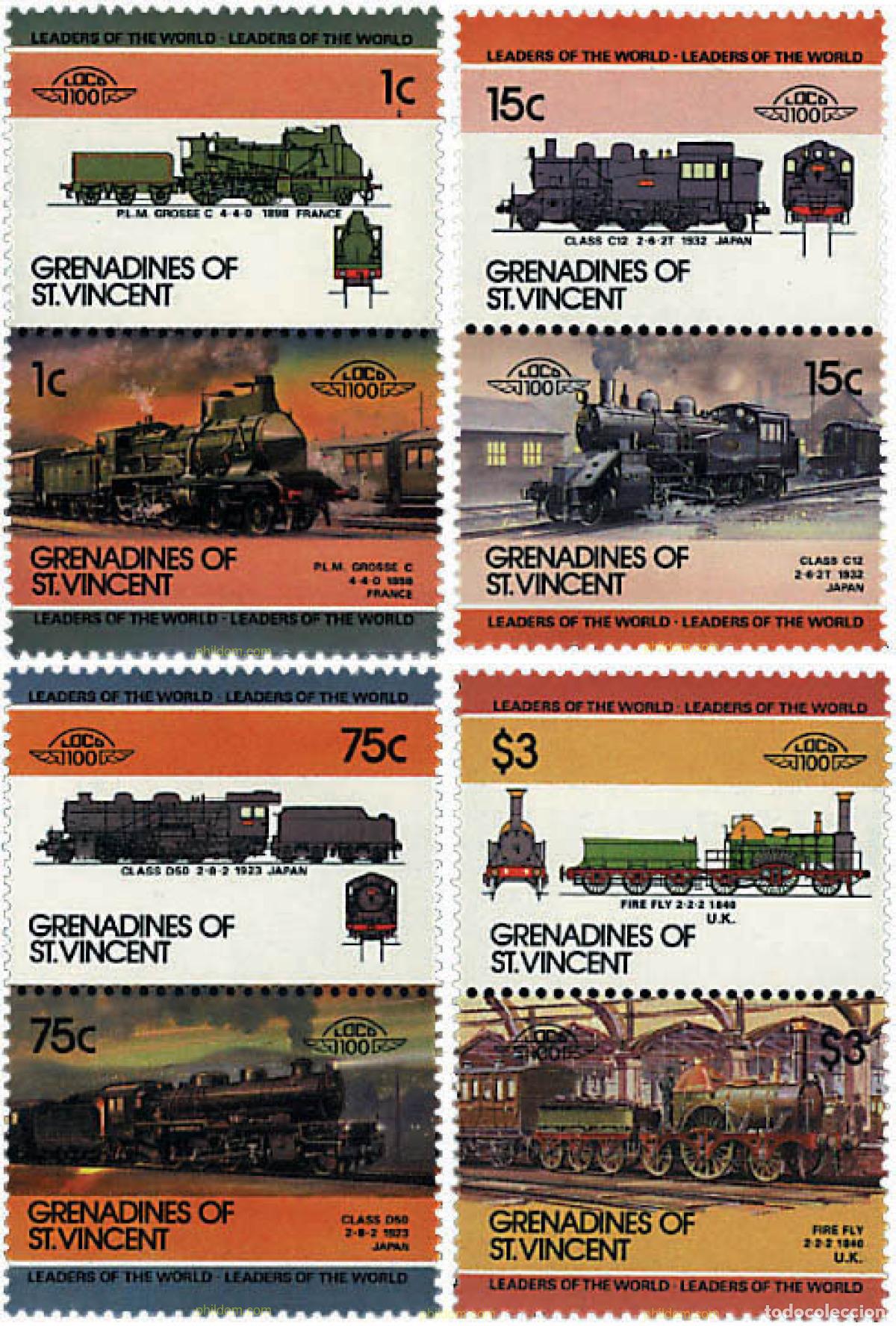 Sellos: 5889 MNH SAN VICENTE GRANADINAS 1985 LOCOMOTORAS