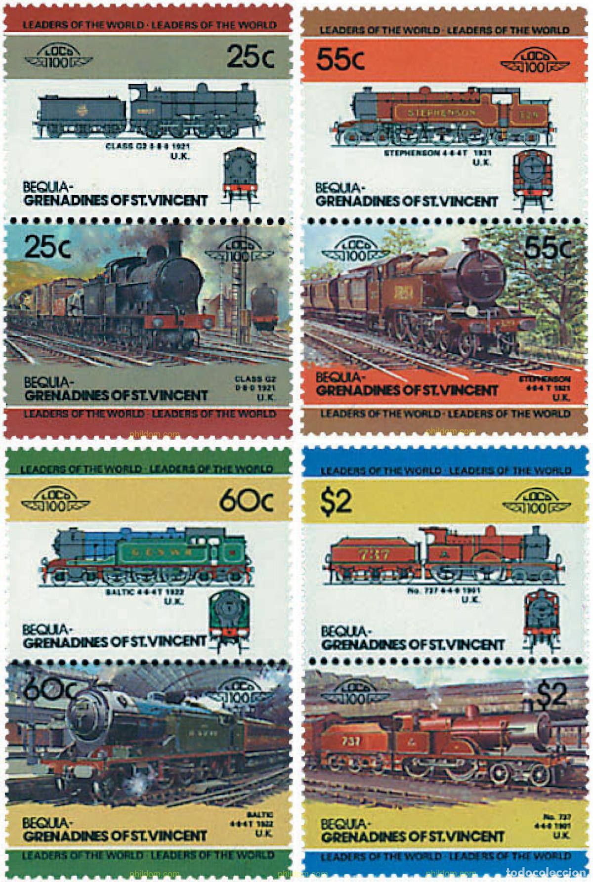 Sellos: 5893 MNH SAN VICENTE GRANADINAS. BEQUIA 1985 LOCOMOTORAS