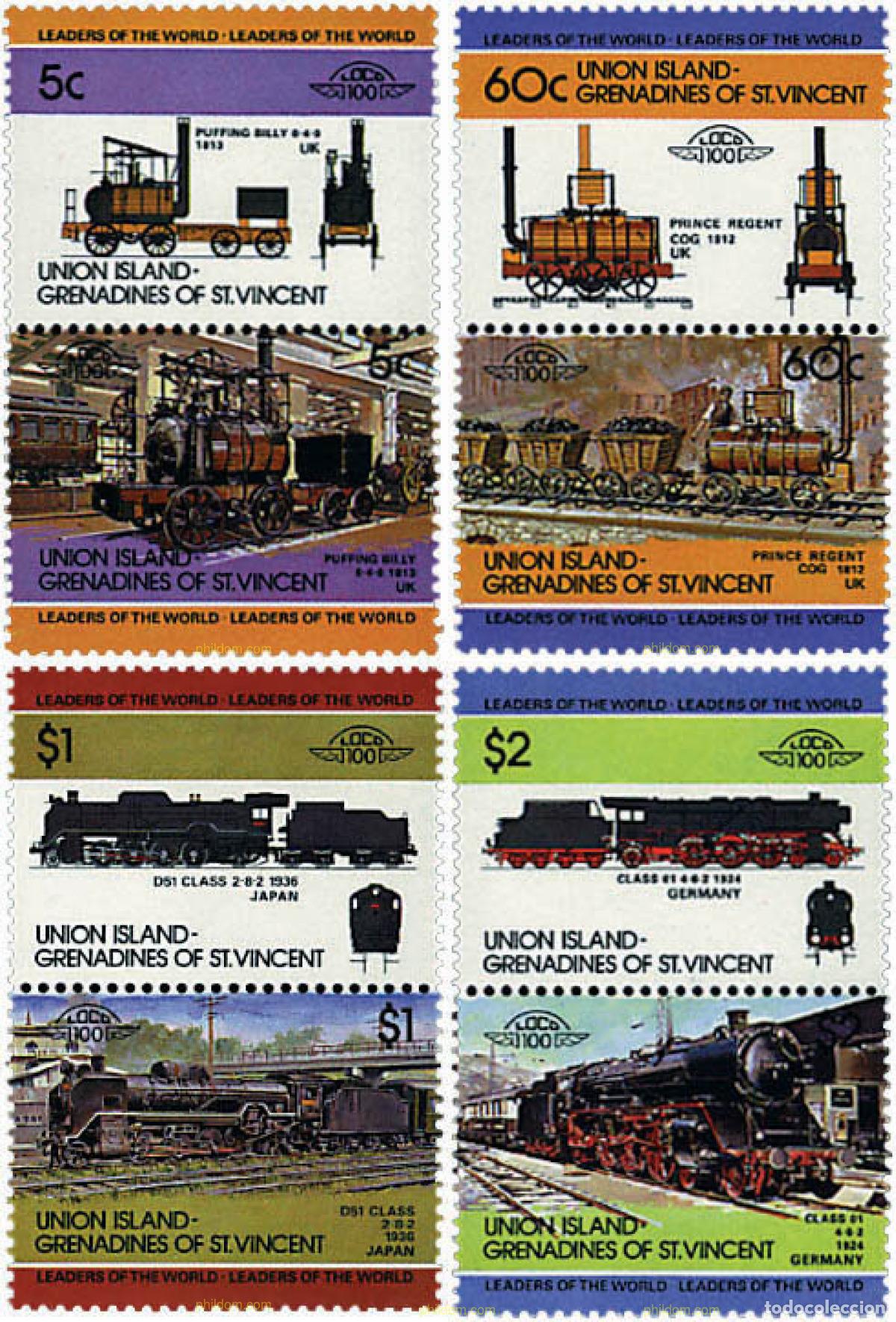 Sellos: 5898 MNH SAN VICENTE GRANADINAS. UNION ISLAND 1984 LOCOMOTORAS