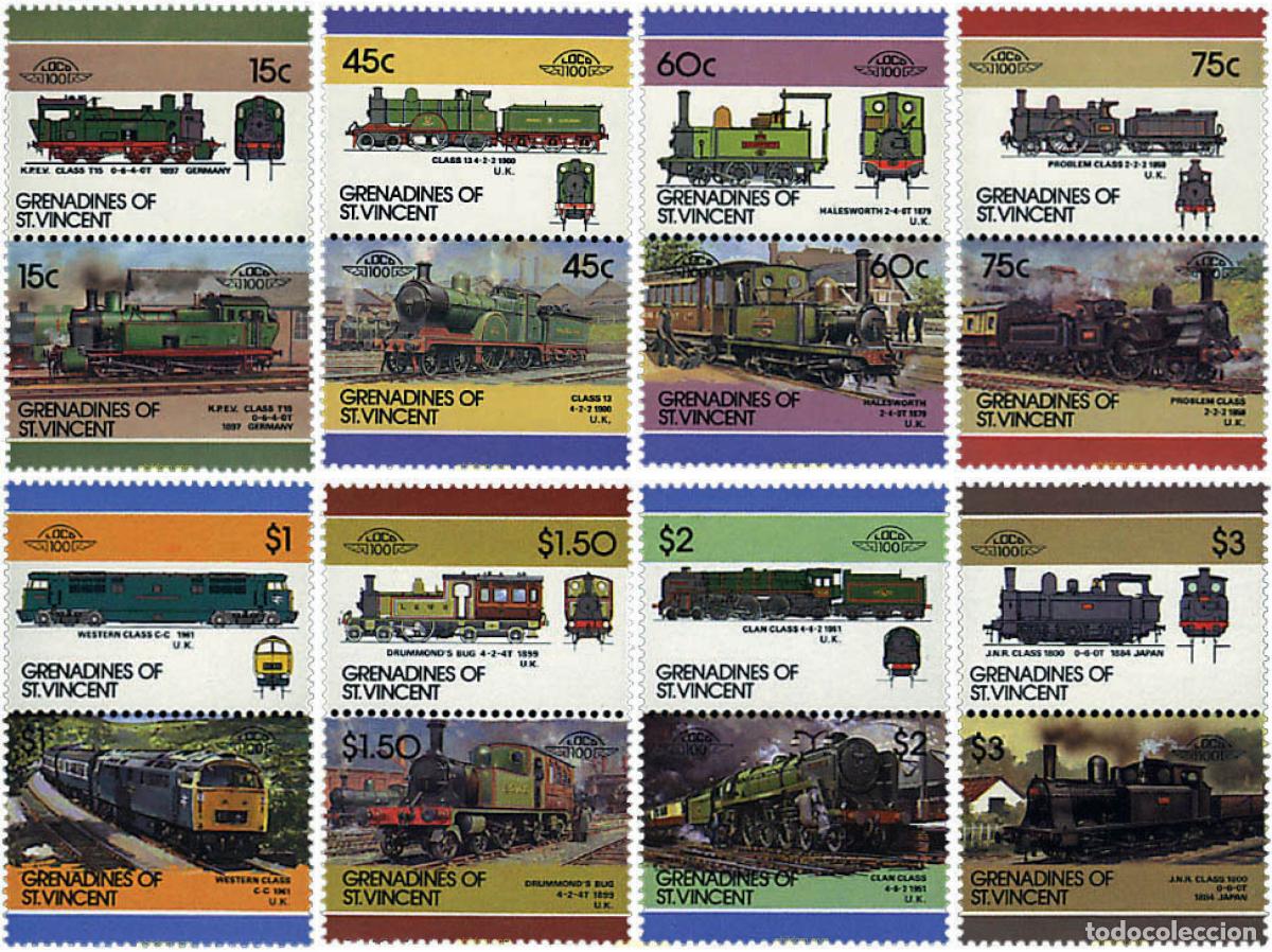 Sellos: 5892 MNH SAN VICENTE GRANADINAS 1986 LOCOMOTORAS