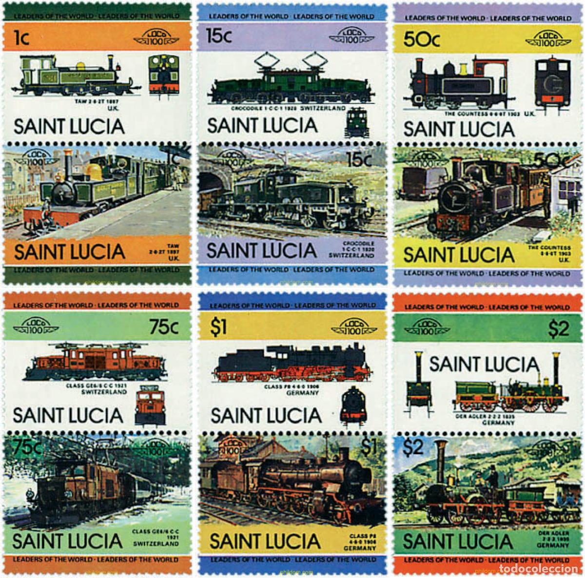 Sellos: 5879 MNH SANTA LUCIA 1984 LOCOMOTORAS