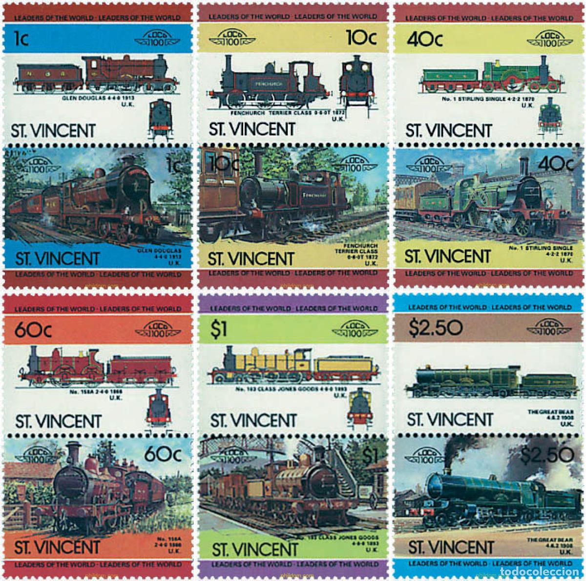 Sellos: 5885 MNH SAN VICENTE 1985 LOCOMOTORAS