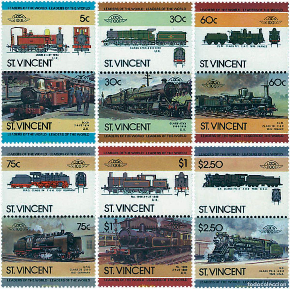 Sellos: 5886 MNH SAN VICENTE 1985 LOCOMOTORAS