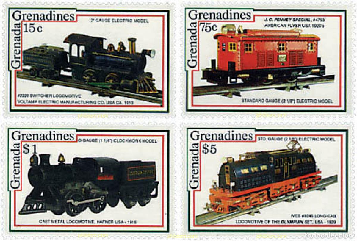 Sellos: 212737 MNH GRANADA GRANADINAS 1992 MODELOS A ESCALA DE TRENES