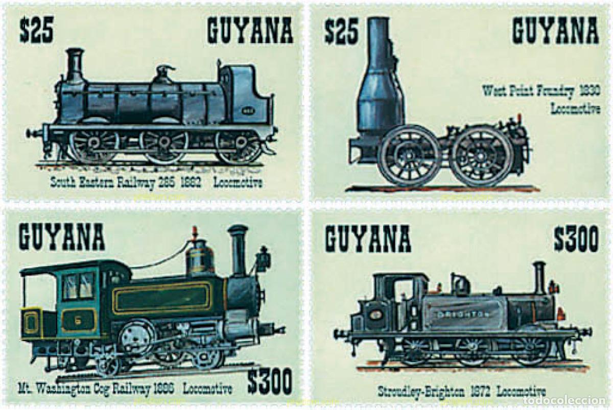 Sellos: 58443 MNH GUYANA 1994 LOCOMOTORAS ANTIGUAS
