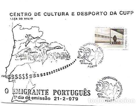Sellos: Portugal y FDC Homenaje al Emigrante C.C.D Le&ccedil;a do Balio, Oporto 1979 (8878)