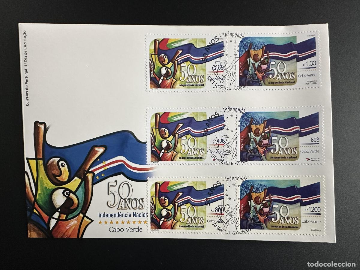 Sellos: Portugal Angola Cabo Verde 2025 Mi.? FDC mixto 50 a&ntilde;os Independencia Nacional