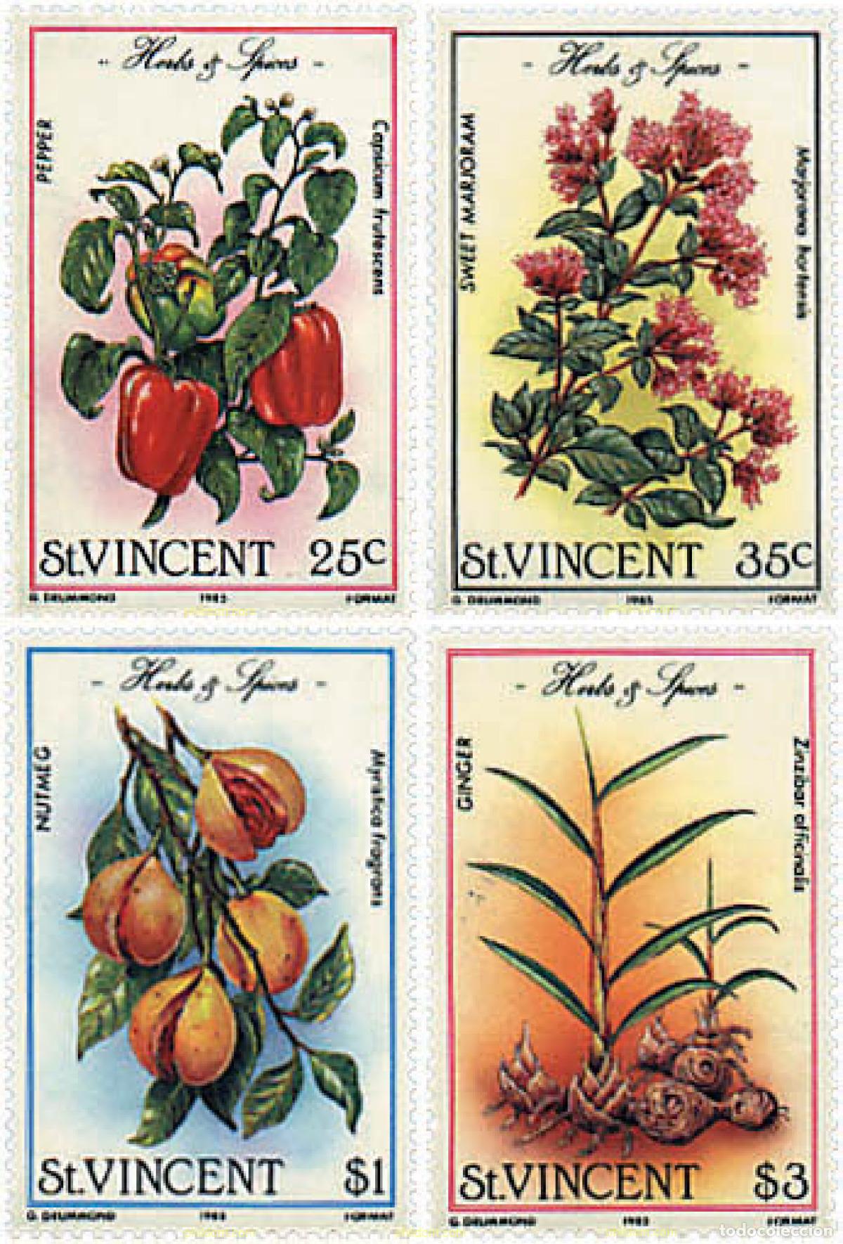 Sellos: 93211 MNH SAN VICENTE 1985 PLANTAS AROMATICAS