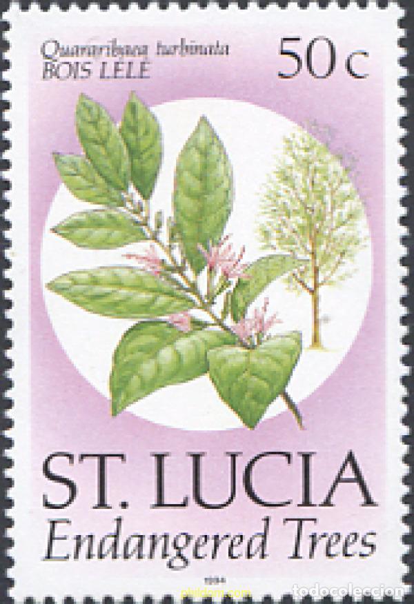 Sellos: 1233 MNH SANTA LUCIA 1990 ESPECIES VEGETALES EN PELIGRO