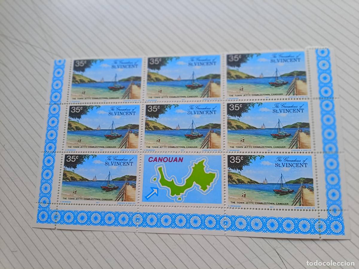 Sellos: Grenadinas de San Vicente. 8 sellos nuevos en bloque. CANOUAN