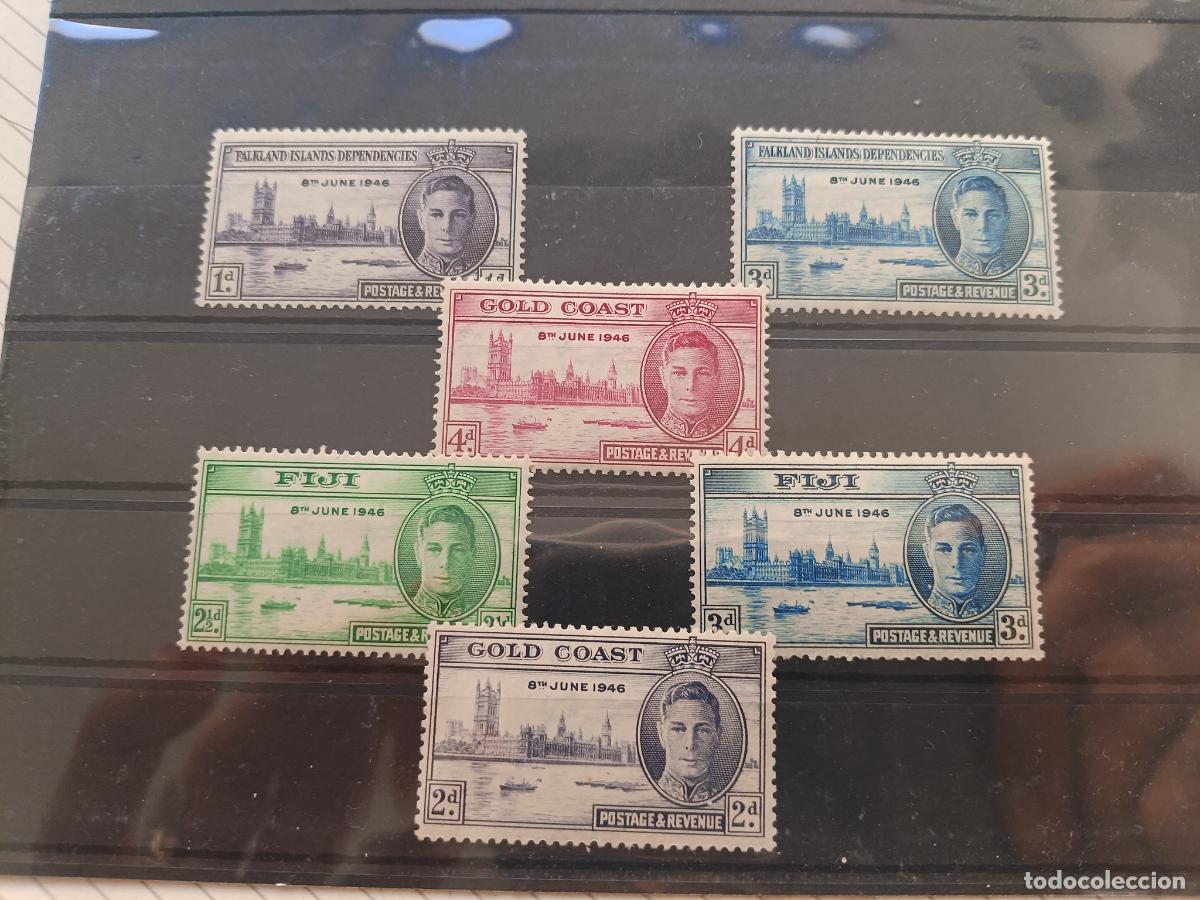Sellos: Colonias inglesas. Coronaci&oacute;n Jorge VI. Lote de sellos nuevos perfectos 1946