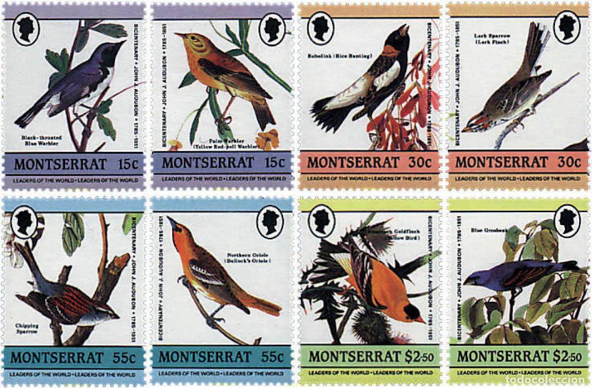 Sellos: 32133 MNH MONTSERRAT 1985 BICENTENARIO DEL NACIMIENTO DEL ORNITOLOGO J.J. AUDUBON