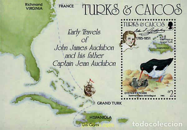 Sellos: 31389 MNH TURKS Y CAICOS 1985 BICENTENARIO DEL NACIMIENTO DEL ORNITOLOGO J.J. AUDUBON