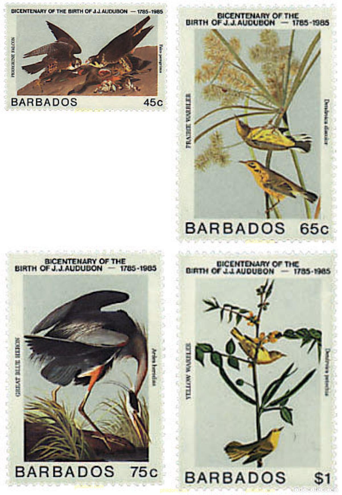 Selos: 31712 MNH BARBADOS 1985 BICENTENARIO DEL NACIMIENTO DEL ORNITOLOGO J.J. AUDUBON