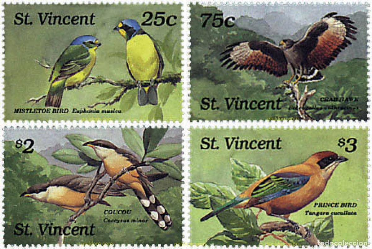 Sellos: 75326 MNH SAN VICENTE 1989 AVES AUTOCTONAS