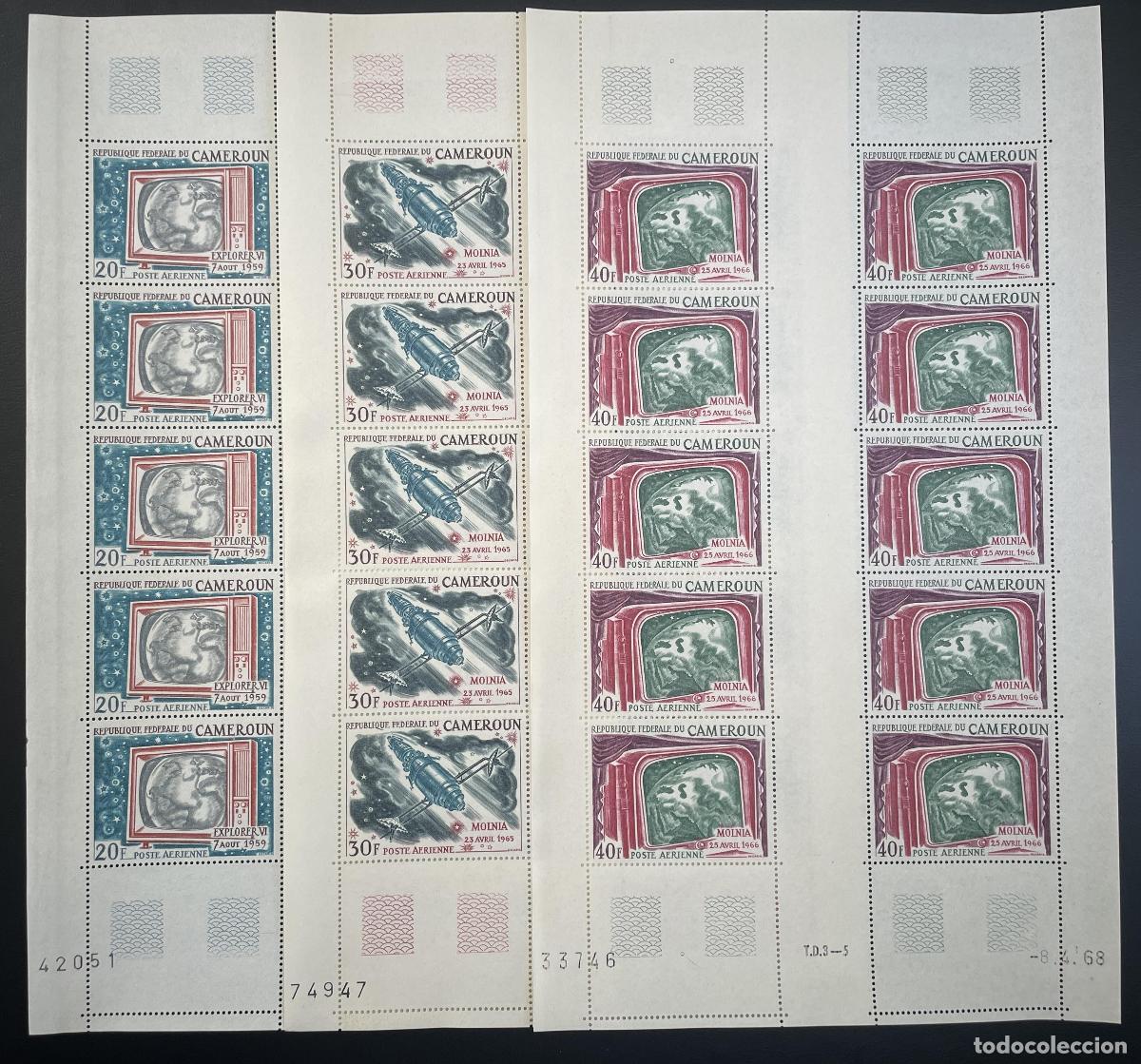 Sellos: Camer&uacute;n 1968 YT PA 110-112 tabl&oacute;n sat&eacute;lite Space Explorer VI Molnia