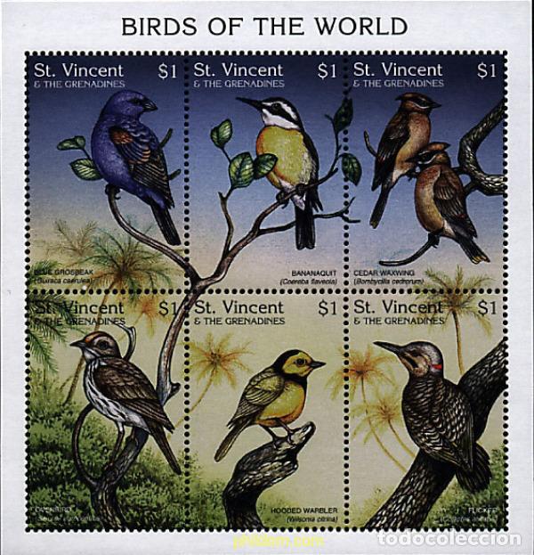 Sellos: 360485 MNH SAN VICENTE 1997 PAJAROS DEL MUNDO