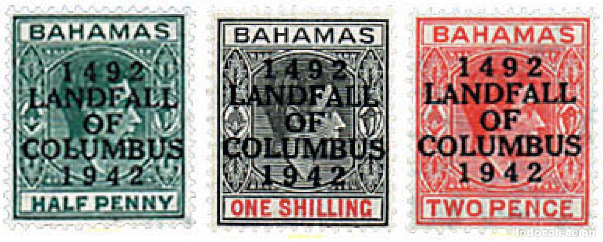 Sellos: 244135 MNH BAHAMAS 1942 450 ANIVERSARIO DEL DESEMBARCO DE CRISTOBAL COLON