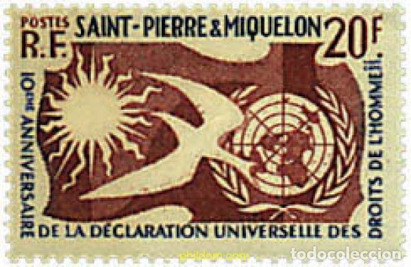 Sellos: 35851 MNH SAN PEDRO Y MIQUELON 1958 10 ANIVERSARIO DE LA DECLARACION DE LOS DERECHOS HUMANOS