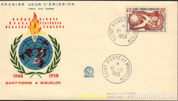 Sellos: 368969 MNH SAN PEDRO Y MIQUELON 1958 10 ANIVERSARIO DE LA DECLARACION DE LOS DERECHOS HUMANOS