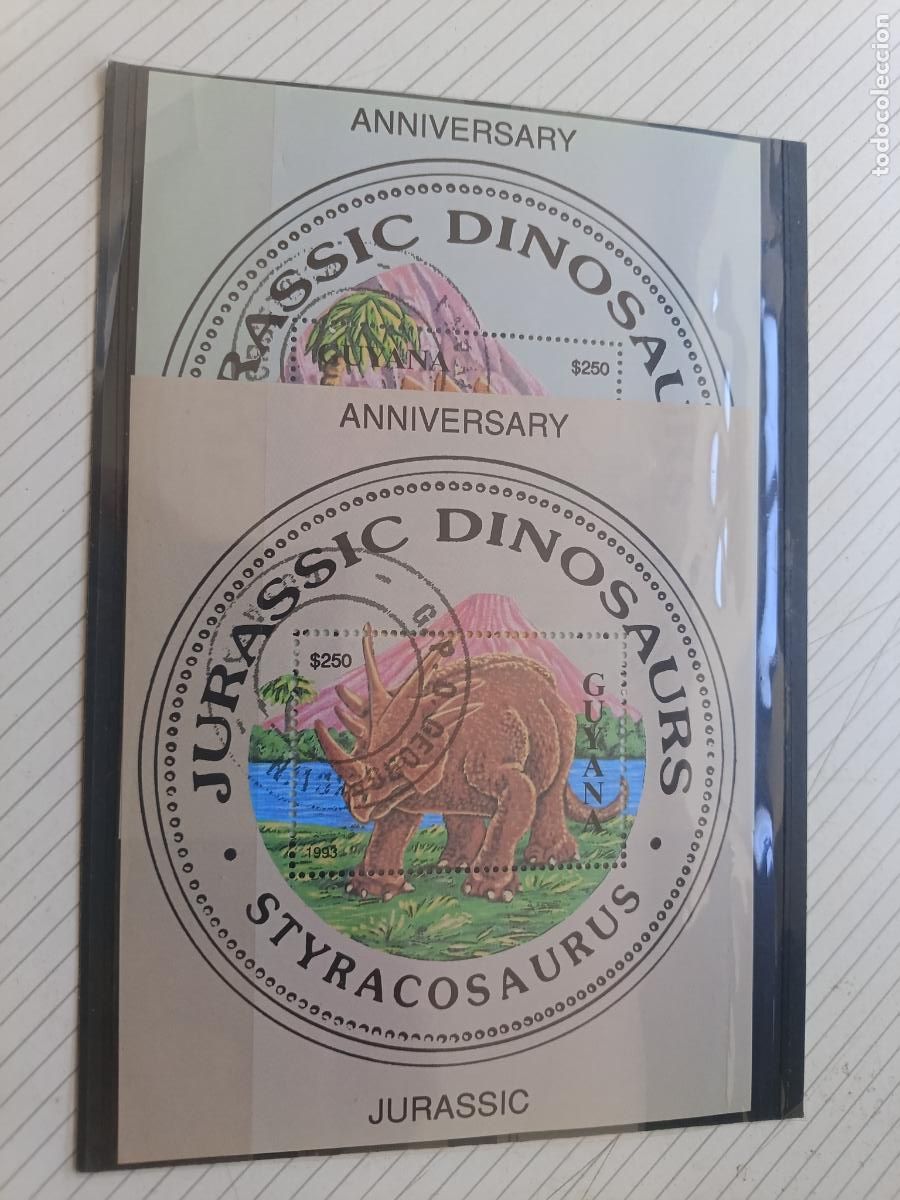 Sellos: Guyana. Dinosaurios. 2 hojitas