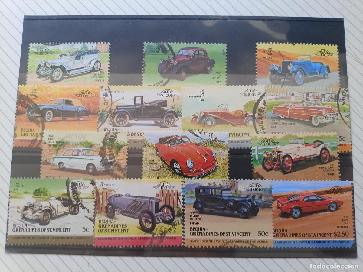 Sellos: Bequia. Grenadinas de San Vicente. Autom&oacute;viles. Lote de sellos