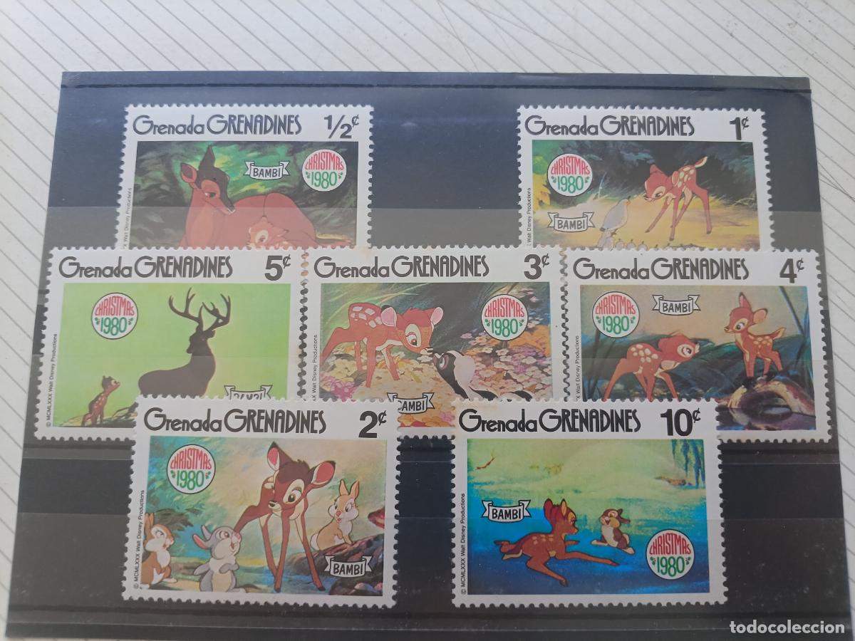 Sellos: Grenada Grenadines. Bambi 1980. Lote de sellos