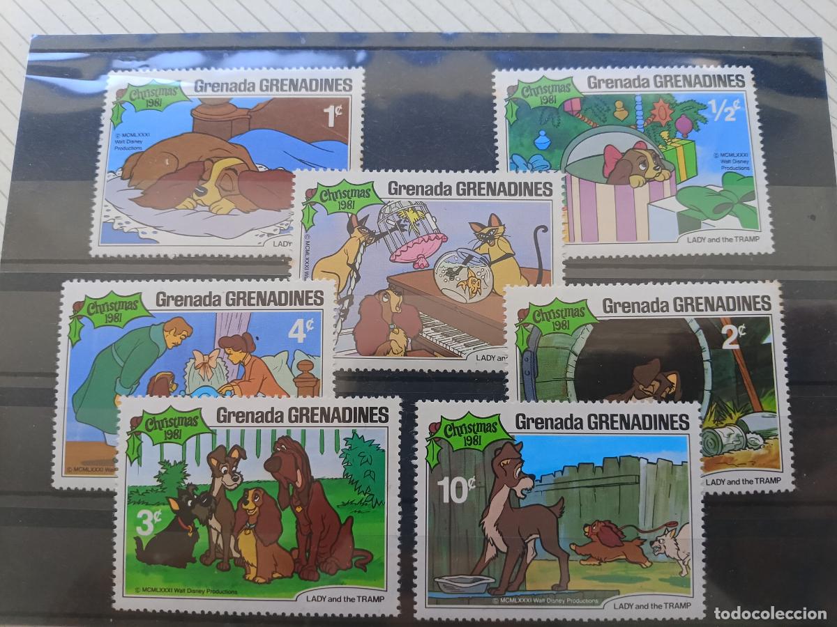 Sellos: Grenada Grenadines. La dama y el vagabundo, Disney. Lote de sellos