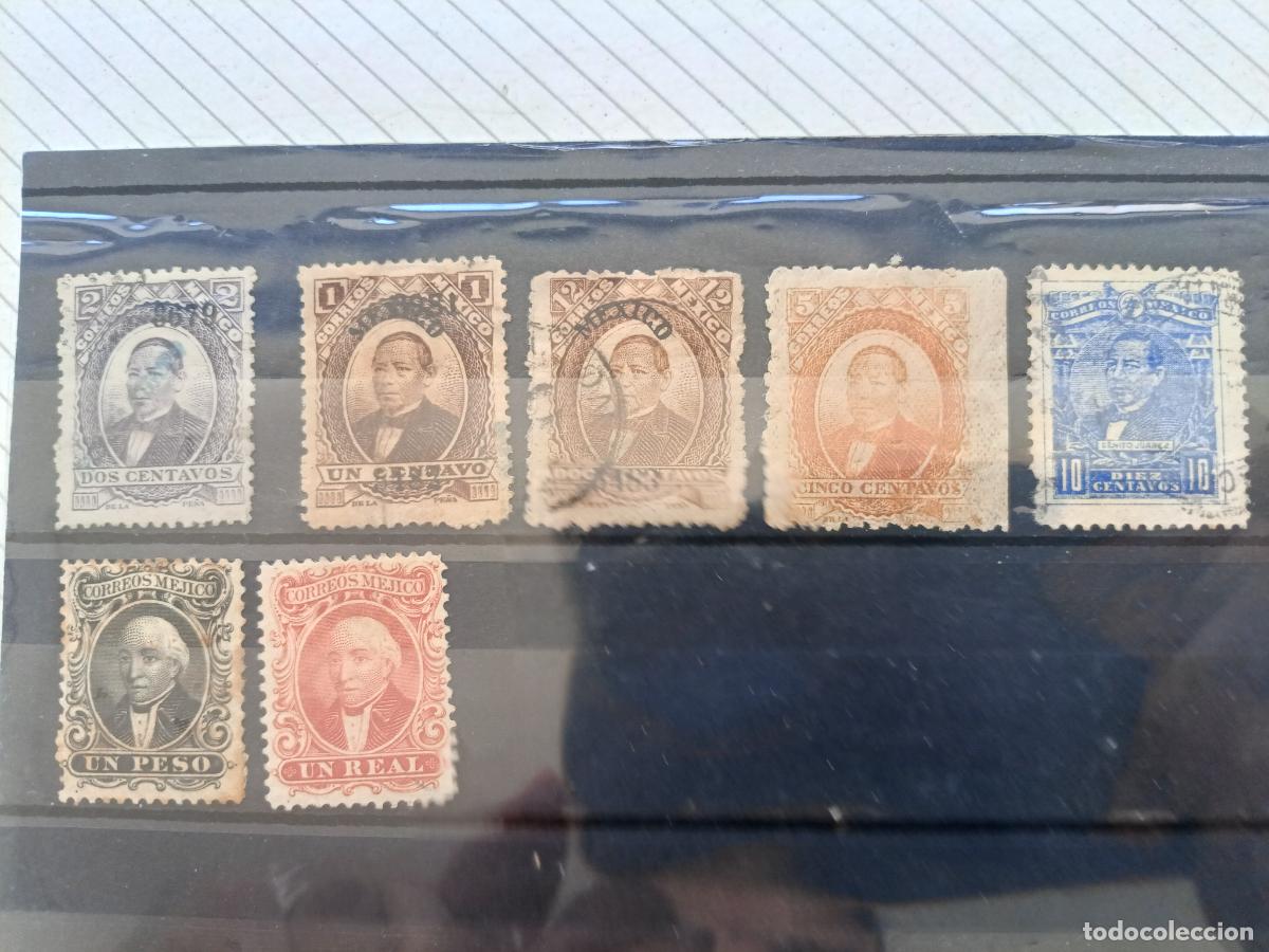 Sellos: Lote sellos M&eacute;xico, incluye 1864 Hidalgo, un peso y un real
