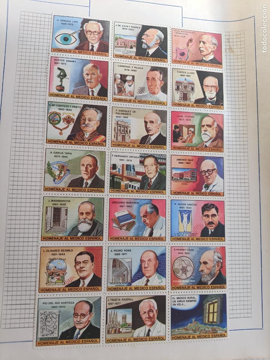 Sellos: COLECCI&Oacute;N SELLOS DE HOMENAJE AL MEDICO ESPA&Ntilde;OL. MEDICOS MEDICINA. SIN VALOR POSTAL