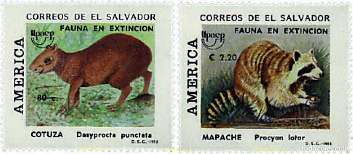 Sellos: 30827 MNH EL SALVADOR 1993 AMERICA-UPAEP 1993 - FAUNA EN VIA DE EXTINCION