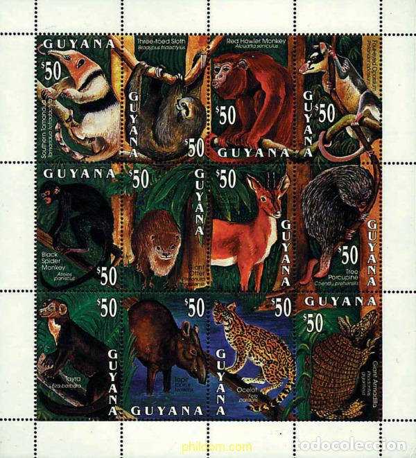 Sellos: 311727 MNH GUYANA 1993 FAUNA SILVESTRE
