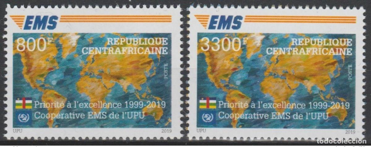 Sellos: Rep&uacute;blica Centroafricana 2019 Mi.? 20 aniversario de EMS a&ntilde;os emisi&oacute;n conjunta E.M.S.