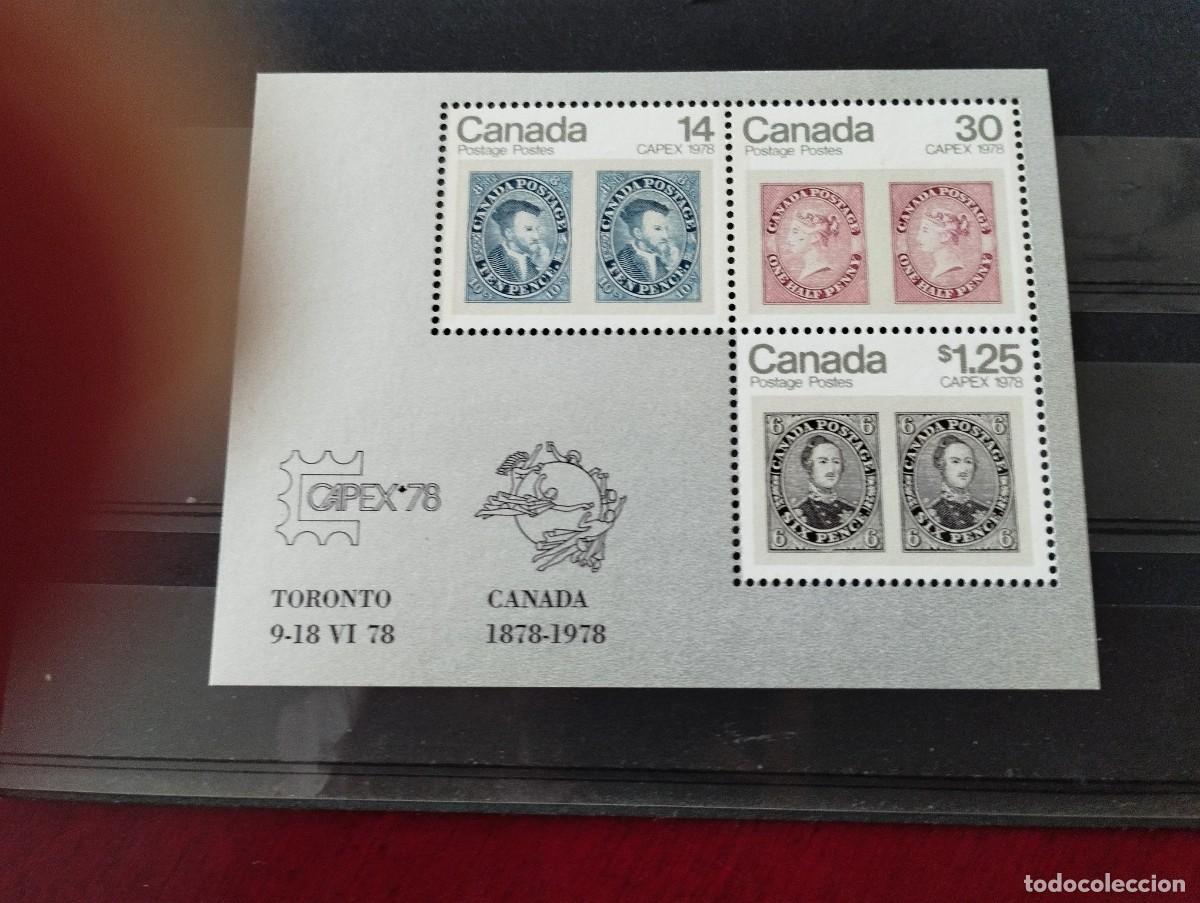 Sellos: CANADA HB 1 SIN CHARNELA, U.P.U., CAPEX 78, CENTENARIO ADHESION CANADA A LA UNION POSTAL UNIVERSAL