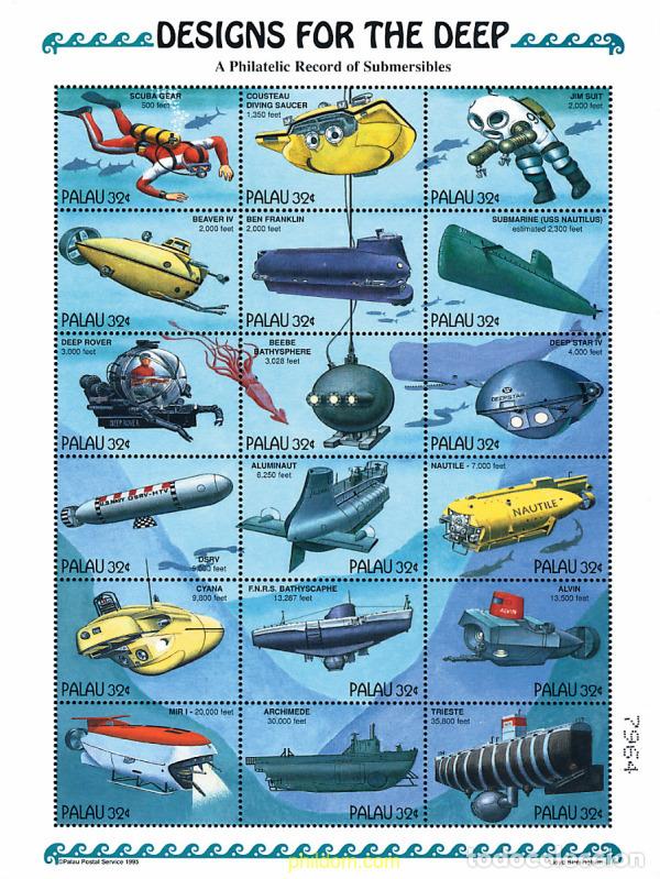 Sellos: 291754 MNH PALAU 1995 SUBMARINISMO