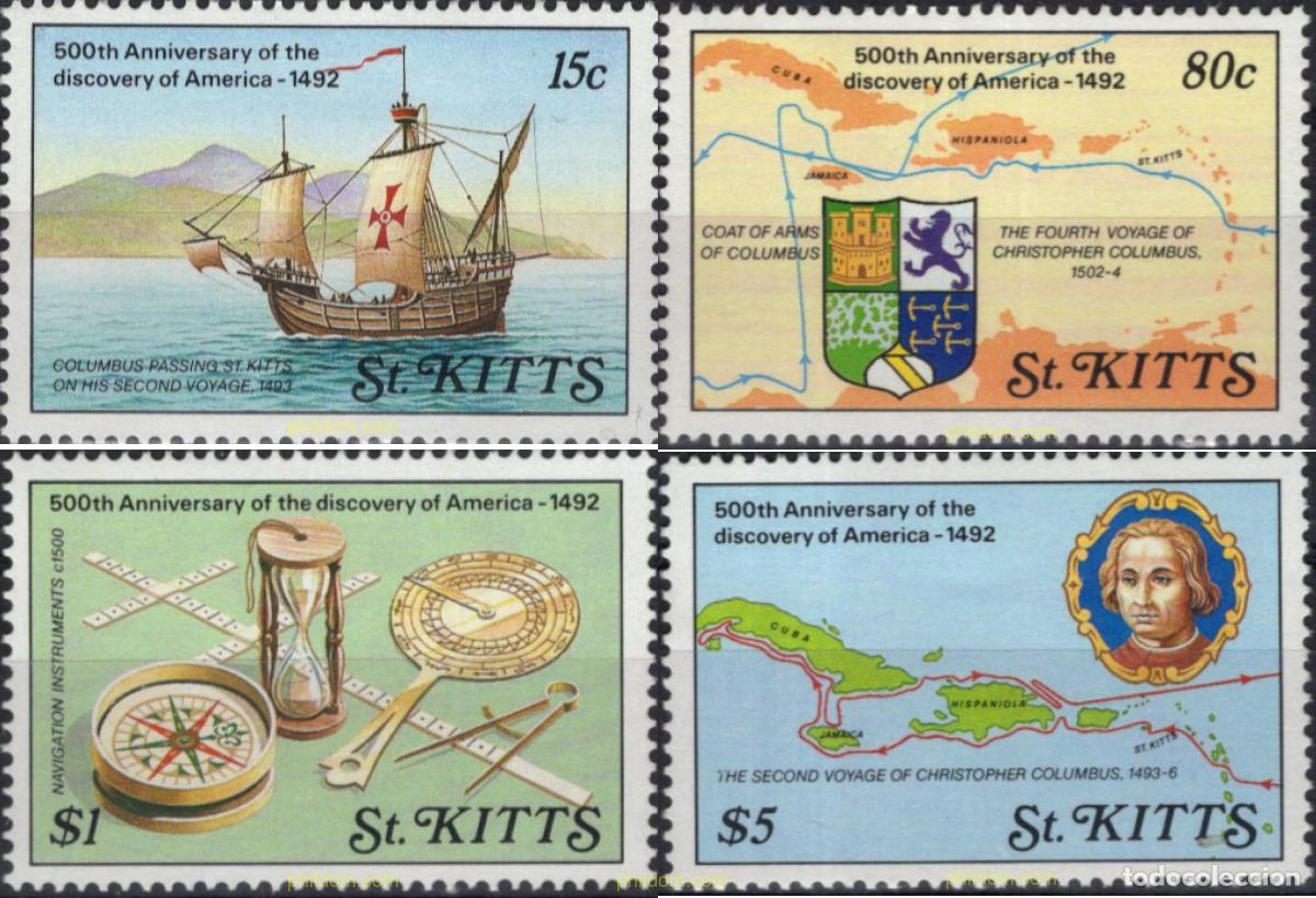 Sellos: 29743 MNH SAN KITTS 1989 500 ANIVERSARIO DEL DESCUBRIMIENTO DE AMERICA