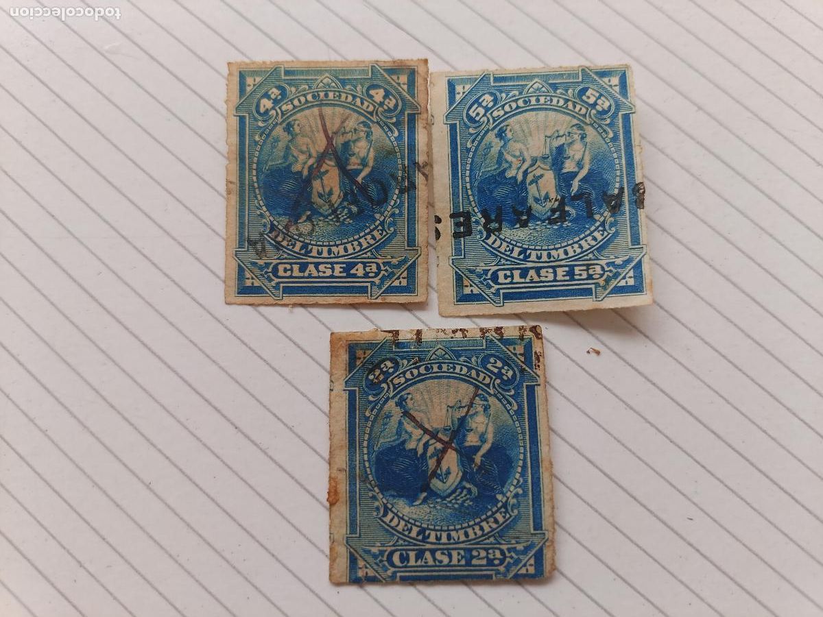 Sellos: Sociedad del timbre. 3 timbres fiscales