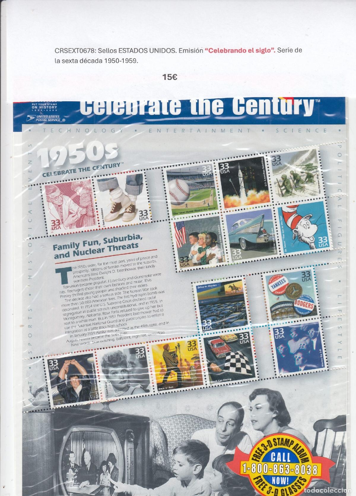 Sellos: CRSEXT0678 Sellos EEUU &ldquo;Celebrando el siglo&rdquo;. Serie quinta d&eacute;cada 1940-1949.