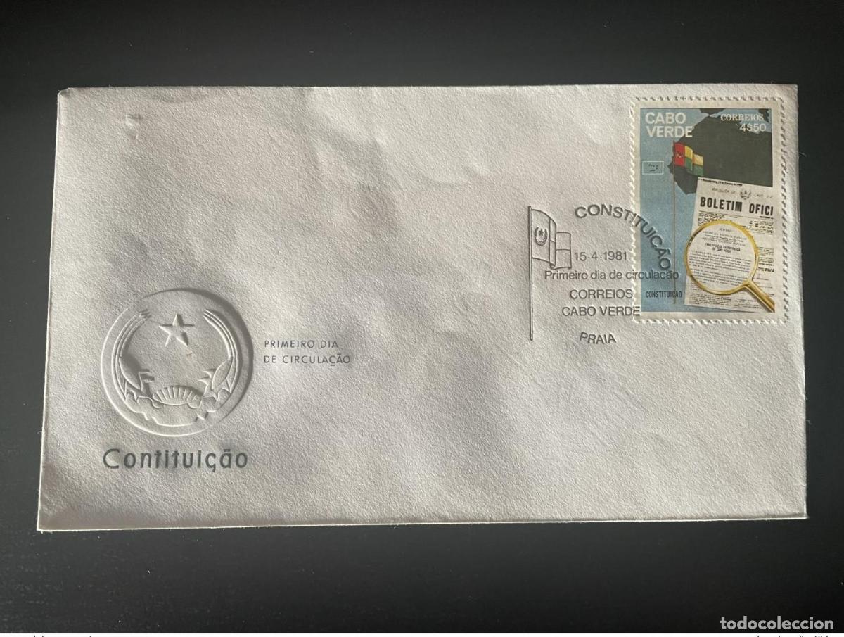 Sellos: Mapa de la bandera Cabo Verde 1981 Mi. 439 FDC 6 a&ntilde;os Constituci&oacute;n Contitui&ccedil;ao
