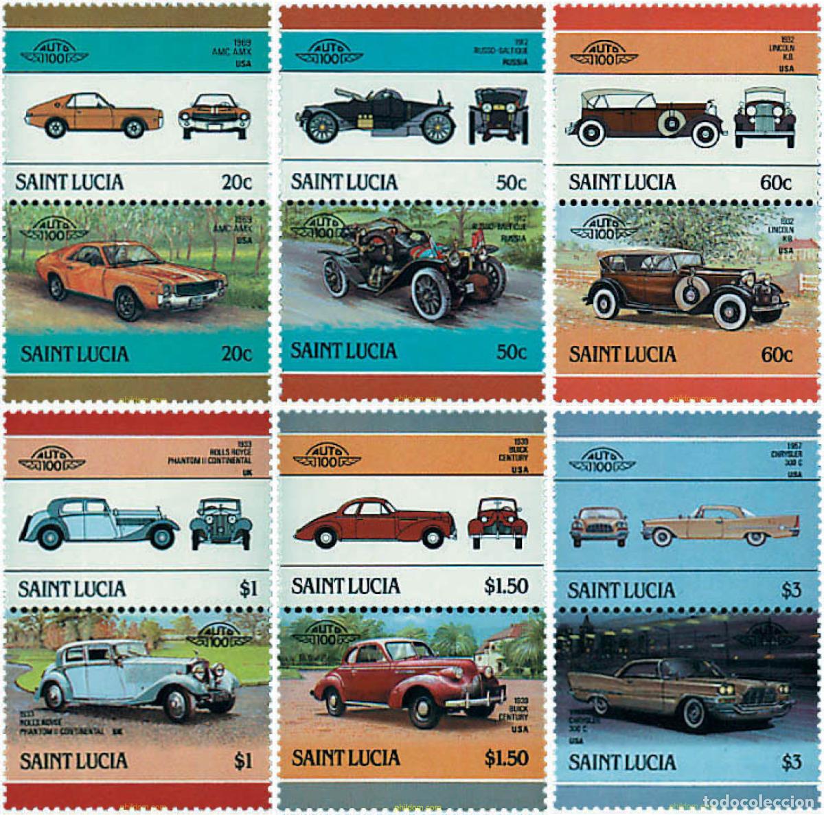 Sellos: 5833 MNH SANTA LUCIA 1986 AUTOMOVILES