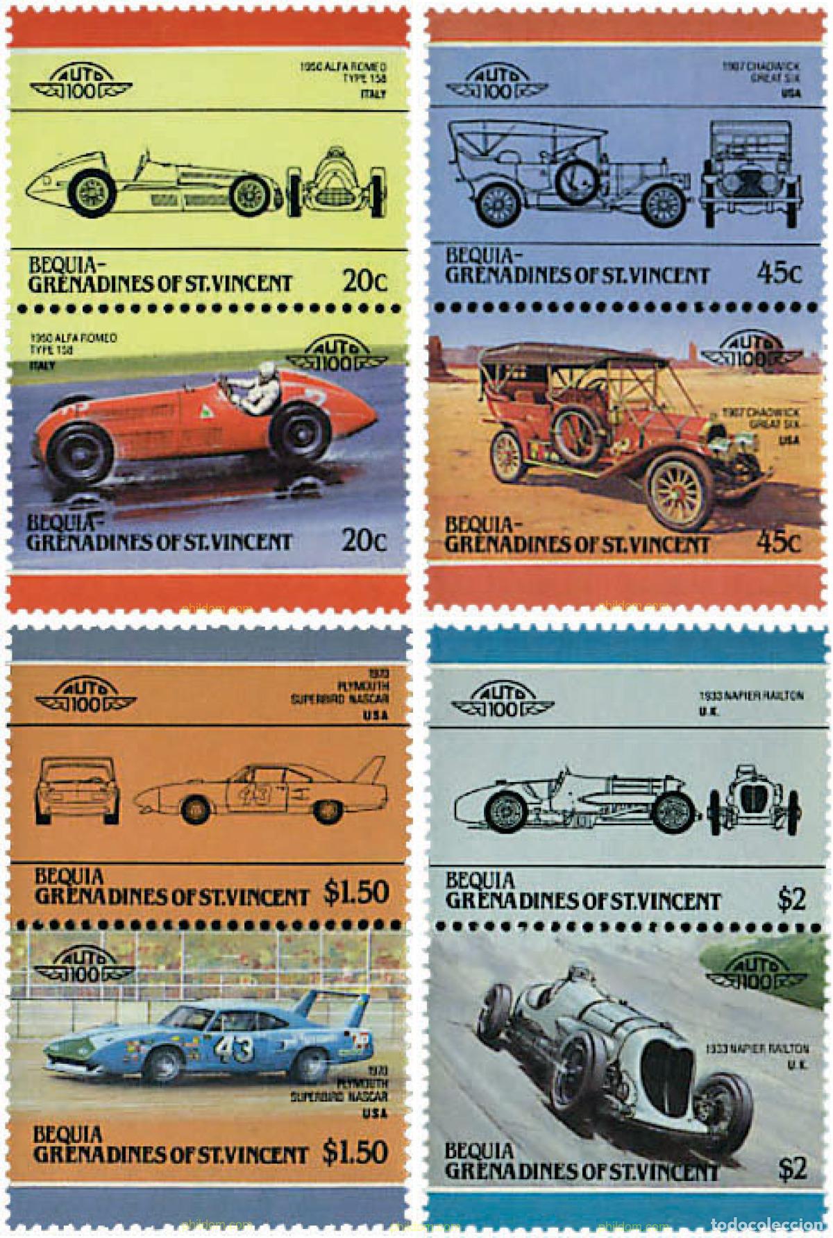 Sellos: 6145 MNH SAN VICENTE GRANADINAS. BEQUIA 1985 AUTOMOVILES