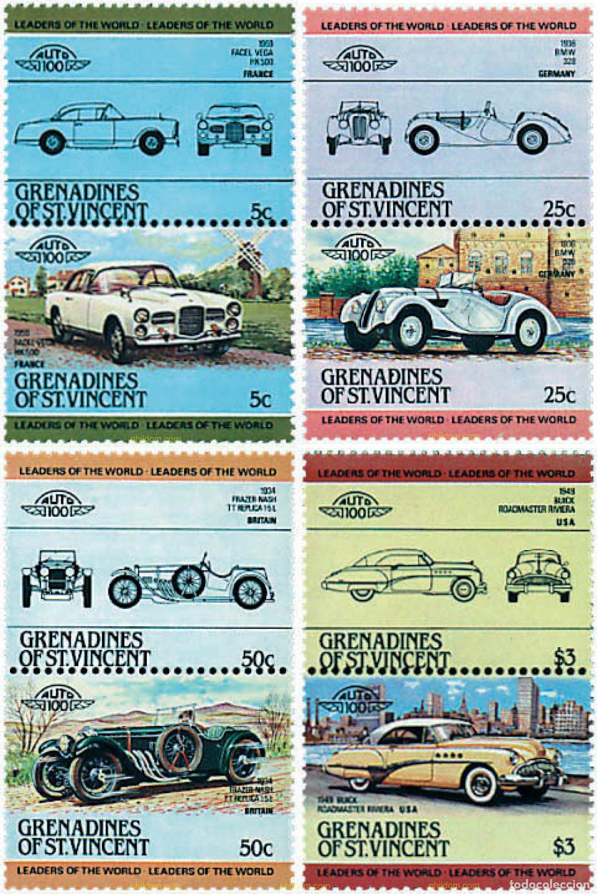Sellos: 5816 MNH SAN VICENTE GRANADINAS 1984 AUTOMOVILES
