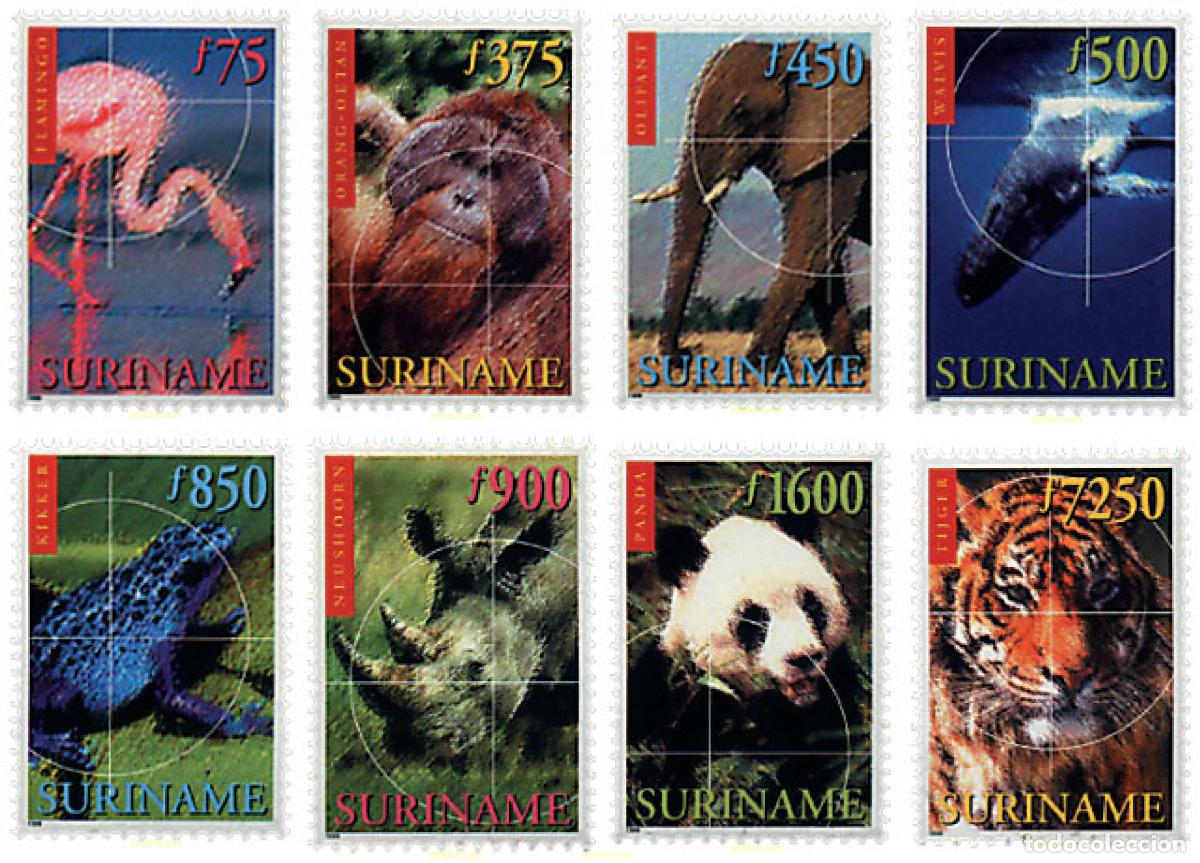 Sellos: 46537 MNH SURINAM 1999 FAUNA EN PELIGRO DE EXTINCION