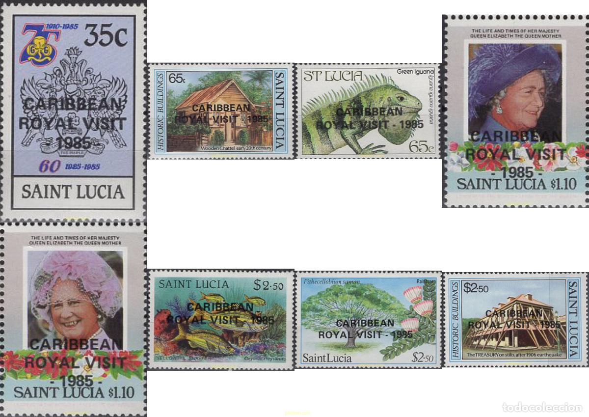 Selos: 39036 MNH SANTA LUCIA 1985 VISITA DE LA REINA ISABEL II