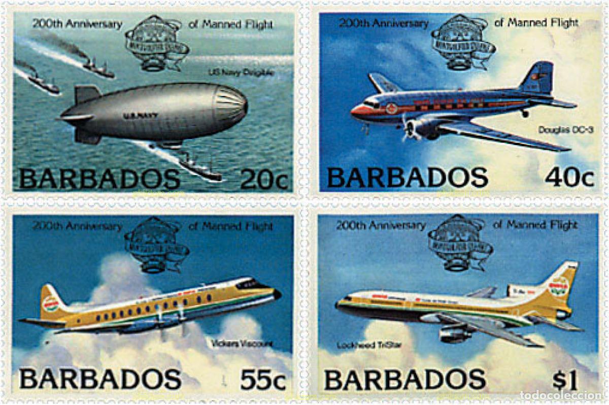 Stamps: 75578 MNH BARBADOS 1983 BICENTENARIO DE LA AVIACION