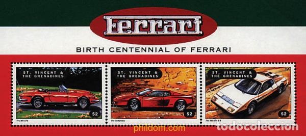 Stamps: 288648 MNH SAN VICENTE 1998 CENTENARIO DE ENZO FERRARI